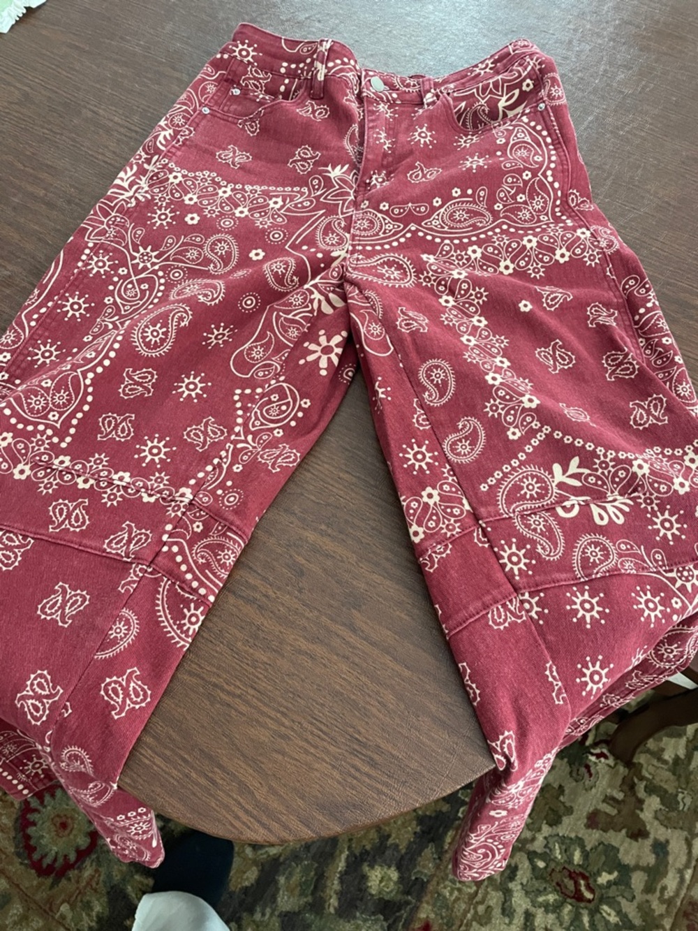 Rose RedBandana Print Wide-Leg Pants
